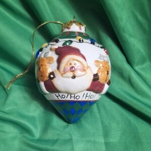 Santa and Reindeer Christmas Ornament Breakable Cute On Your Tree Or As A Gift